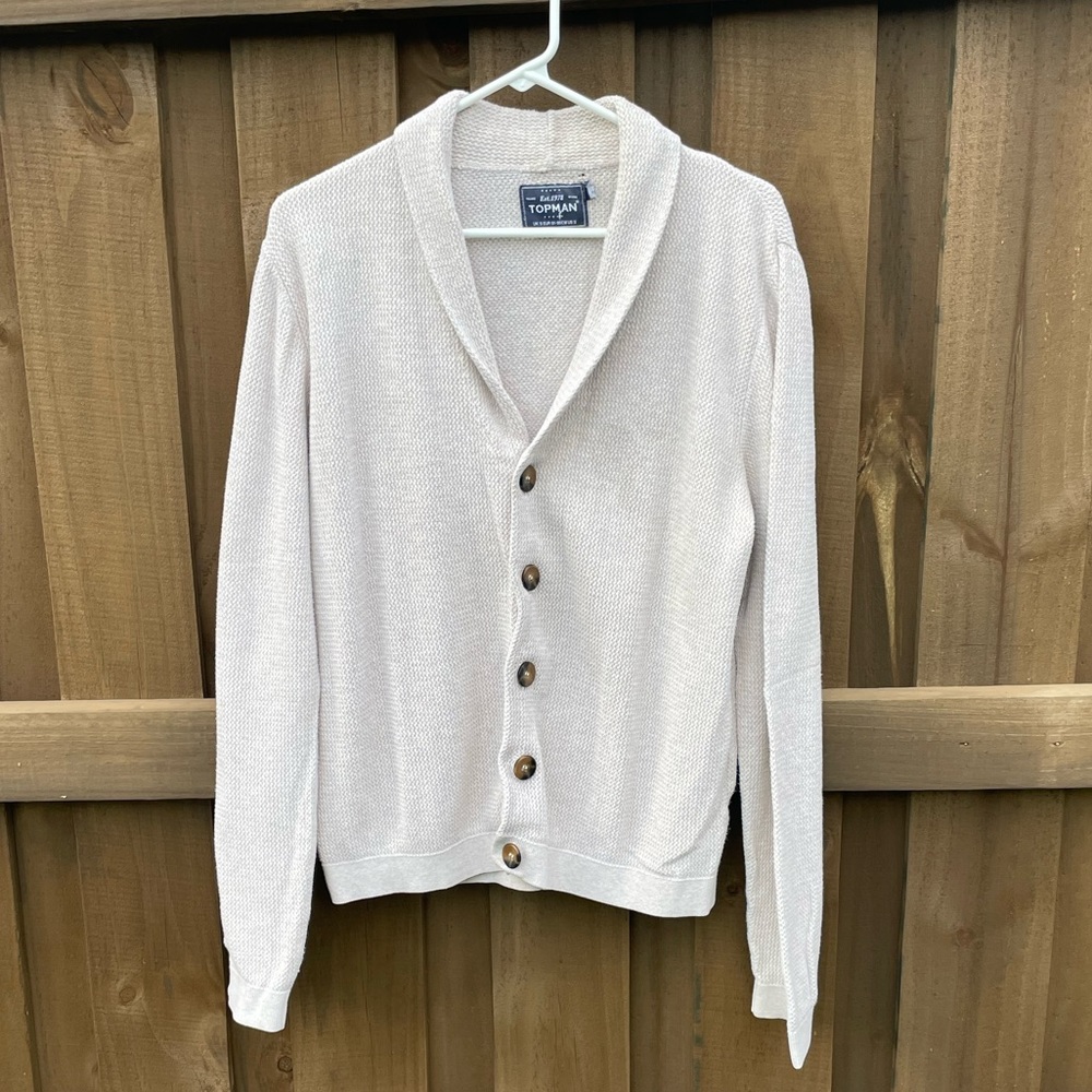 Topman Cream Cardigan Sweater